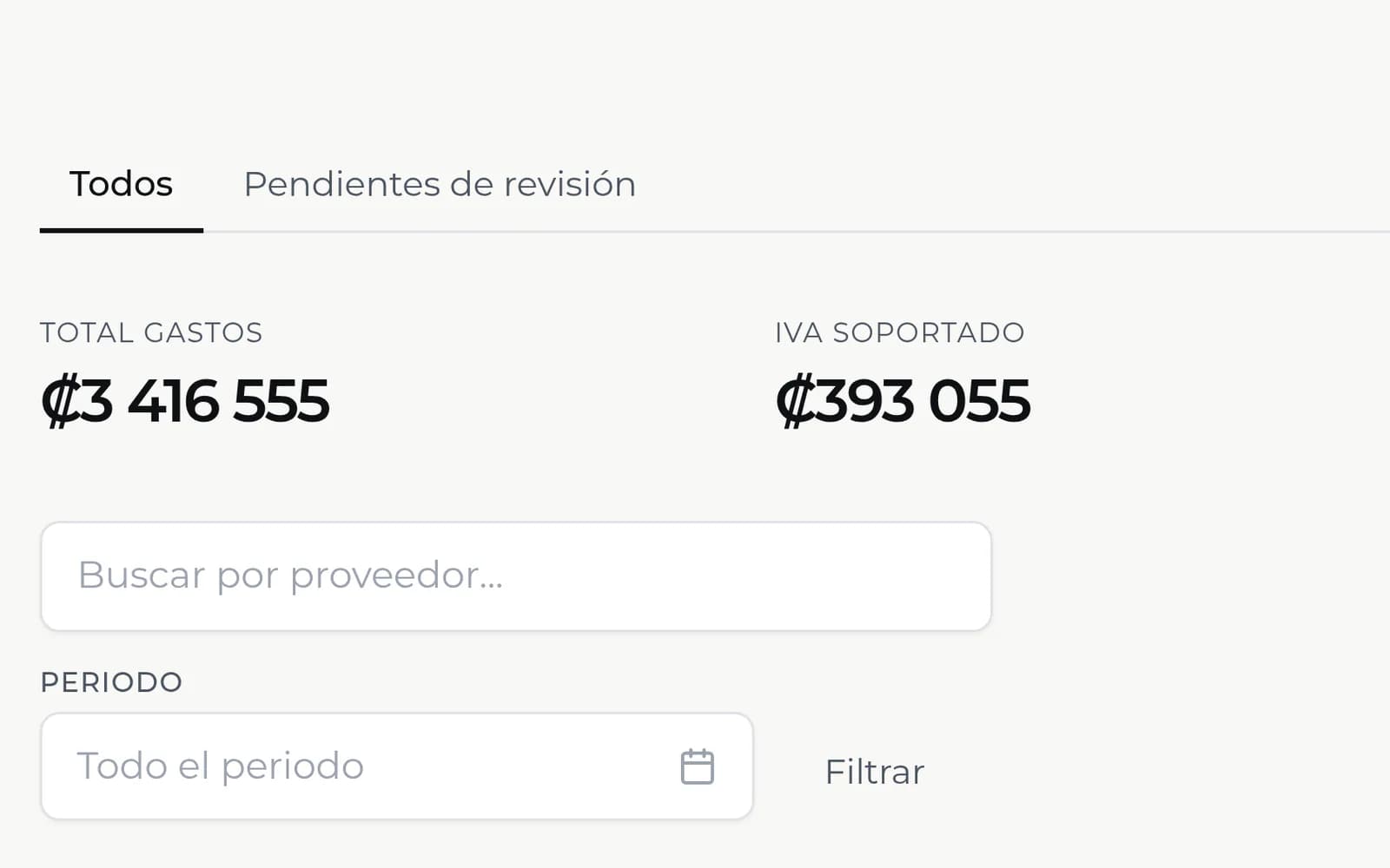 Registro de un gasto con XML adjunto, categoría y validación